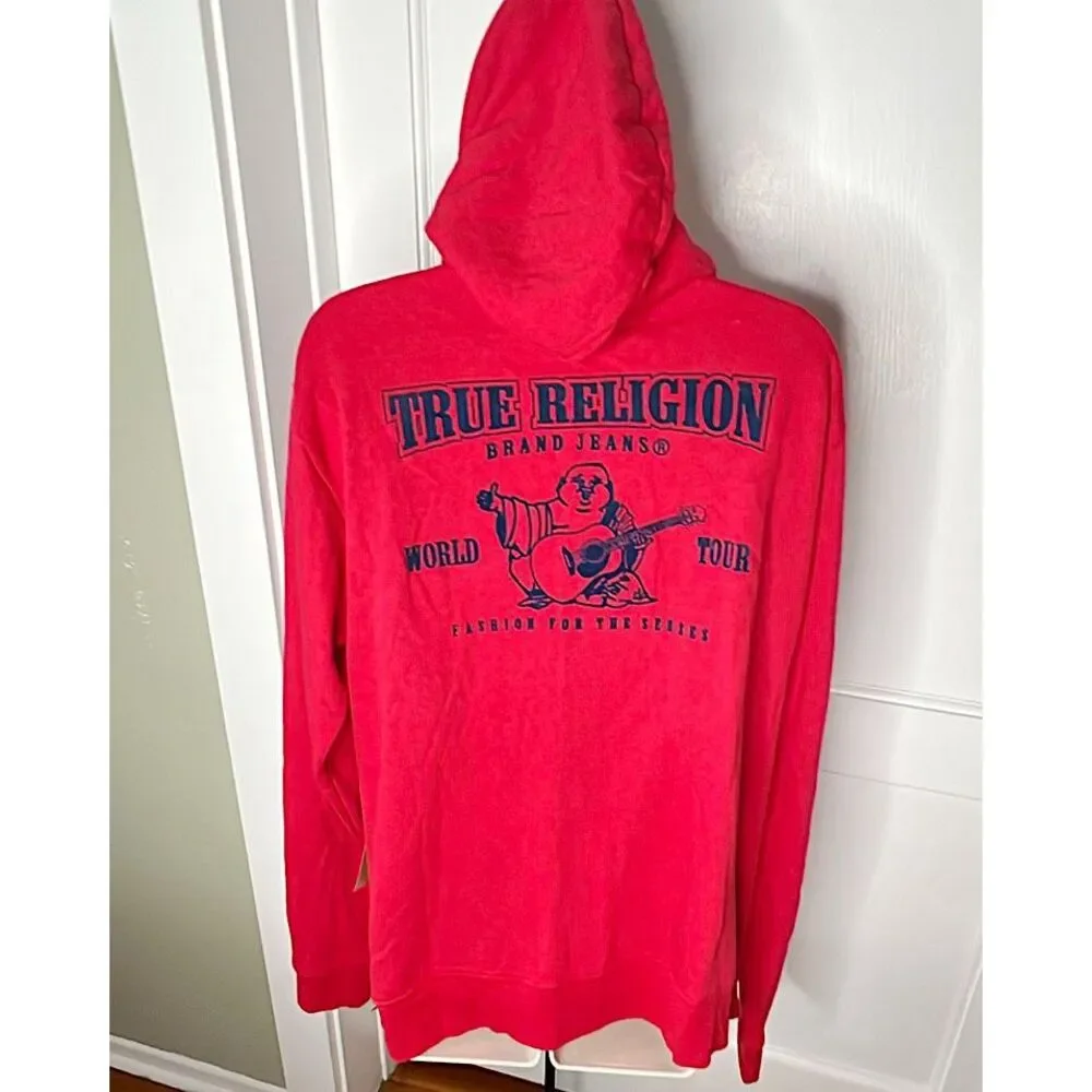 True Religion Buddha Classic Logo Hoodie Red Nwt Size XLarge